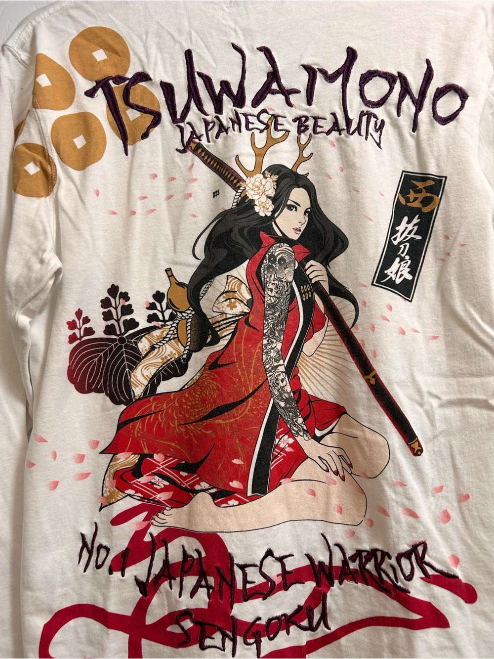Divine Retribution- Japanese Brand -White Long Sleeve Graphic Tee